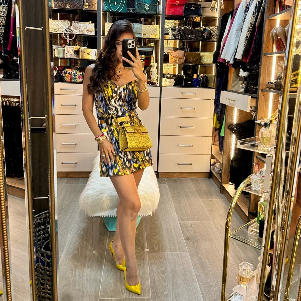 Yellow and Blue Print Dress